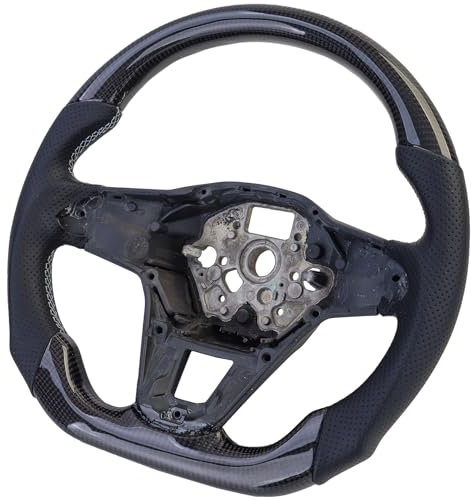 Sportlenkrad mit Echt Carbon und Leder gelocht für VW Golf 8 ohne Schaltwippen