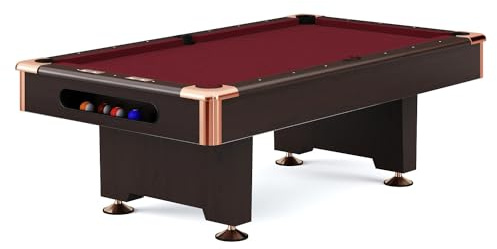 Automaten Hoffmann Billardtisch Club Pro III Nussbaum Dekor | Robuste Bauweise mit K-55 Bandenprofil | Ohne Münzung | Nivellierfüße, einfache Tuchbespannung, Indoor