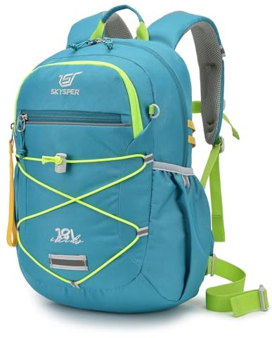 SKYSPER Rucksack Kinder für Jungen Mädchen ab 6-10 Jährige 18L Kinderrucksack Wanderrucksack Kinder mit Brustgurt für Schule Outdoor Reise,Grün