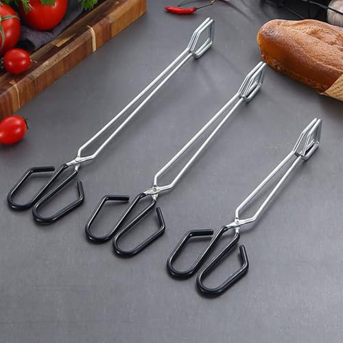 3 Pack Stainless Steel Scissor Tongs Cooking Scissor Tongs Kitchen Baking Bread Food Tong Barbecue Grilling Tongs Tool for Flipping Food