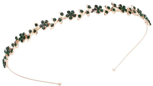 Hrlace Strass Haarband Kristall Modische Haarreife Glitzer Strass-Blumen Stirnbänder Brautschmuck Elastisches Haarbänder Haarschmuck für Damen Mädchen Prinzessin Hochzeit Braut KC Gold+Ahnengrün