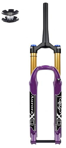 LYYCX AuroraXQ 26/27,5/29 Zoll MTB Gabel Downhill Mountain Bike Federgabel Steckachse 15x100mm 140mm Travel, Gerade/konisch Fahrrad Luftgabel für MTB/XC/AM Bikes(Tapered Manual Lock,29)