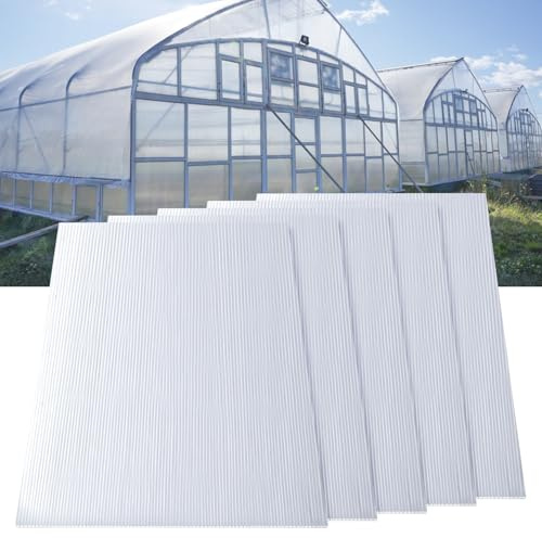 Jaxguom 5x Polycarbonat Hohlkammerstegplatten 8mm, 60.5 x 121 cm Zuschneidbarer, Gewächshausplatten UV-beständigen für Gewächshaus Gartenbau Treibhaus Ersatzplatten