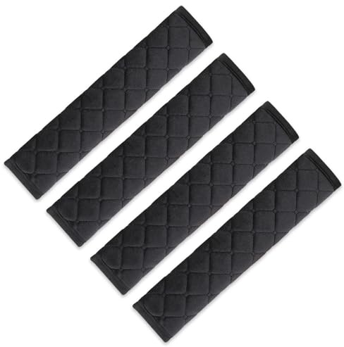XZSKD 4 Seat Belt Pads, Seat Belt Covers, Car Seatbelt Comfort Pads, Seatbelt Covers - Black Velvet Diamond-Pattern Shoulder Protectors for Cars, Trucks, Long Drives, Travel