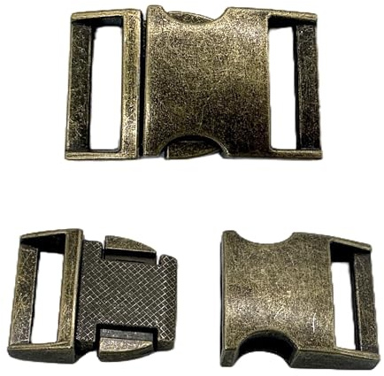 YJFY 2 stycken spänne metall klickstängning bältesspänne metallspännen klickstängning för reparation av ryggsäckar, halsband för husdjur, Bronsfärg, Steckschnalle 25mm