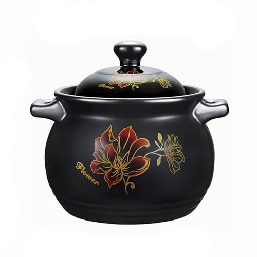 YLME Pentola di Cottura in Argilla in Ceramica - Pentola Tradizionale per Cucinare, Pentola di Argilla per Fornello e Forno,4L