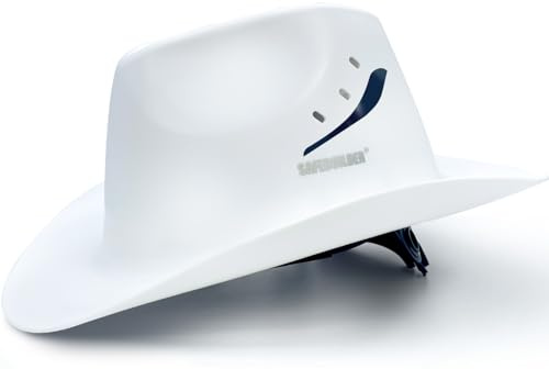 SAFEBUILDER Cowboy Style Hard Hat Class C Safety Helmet Vented Full Brim Hard Hats Work Safety Helmet for Men and Women Outdoor,Industrial,Construction Head Protection- ANSI Approved (White)