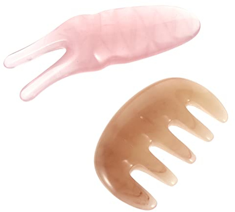 LOLIPPYY Peine Masajeador de Resina Rosa para Masaje de Cabeza y Rostro, Alivia Tensión y Tonifica la Piel, Set de 2 Piezas para Cuidado del Cabelludo
