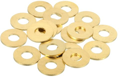 QUARKZMAN 18Pcs Rondelle Métal Plate Laiton, Kit Rondelles Cuivre M8 Rondelles Écraseuses Assortiment, 8mm DI, 20mm DE, 1.5mm D'Épaisseur Pour Boulons Vis Réparation, Construction