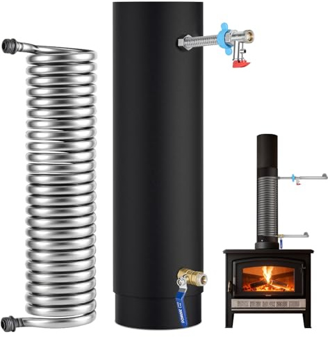 Peviasot Tubo de chimenea de acero inoxidable de 15 cm – Tubo de estufa de alta calidad con espiral de calefacción, tubo de escape duradero para chimenea y estufa de leña, fácil instalación