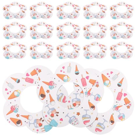 SHINEOFI 50Pcs Drip-Proof Ice-Pop Paper Holders with Water Catcher, Disposable No Drip Paper Trays for ’ Ice Cream Cones, Decorative Drip Catcher Cardboard Accessories for Home and Party
