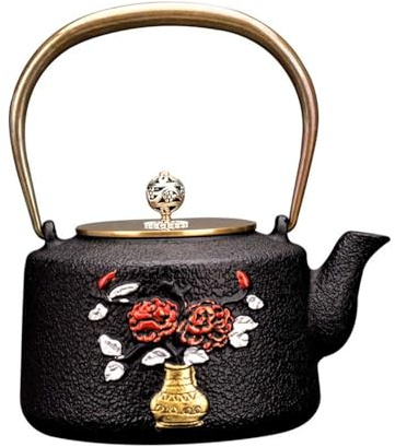 Bouilloire à thé en fonte – Théière sifflante durable avec poignée froide au toucher pour infuser du thé et des boissons chaudes