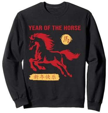 Année du Cheval 2026 Zodiaque Chinois Nouvel an Lunaire Feu Sweatshirt
