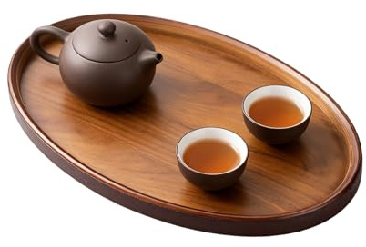 Plateau de table basse ovale rétro pour décoration d'intérieur, plateau rétro en bois pour décoration, accessoire de service élégant pour charcuterie, dessert, boisson, fruits, table de petit déjeuner