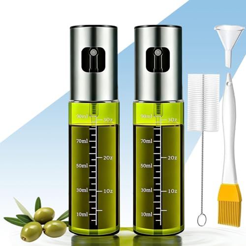 UDQYQ 2PCS Ölsprüher - Öl Sprühflasche - 100ML Olivenölsprüher - Ölspray zum Kochen - Oil Sprayer - UV-Schutz Sprühflasche Öl für Salat, Grillen, Backen