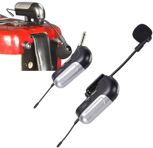LICAEVEY Drahtloses UHF-Akkordeonmikrofon, HD-Instrumenten-Tonabnehmermikrofon mit HD-Sound, 360°-Tonabnehmer, 30 M Langes Reichweitensystem für Live-Bühnen, Konzertauftritte,