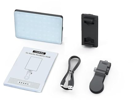 Akozon Akozon Lámpara de Fotografía de Bolsillo LED Bicolor de 5 W con Pantalla LCD, Temperatura de Color Ajustable de 2500 K-9000 K, 60 Cuentas LED, Iluminación Regulable para Transmisión en Vivo,