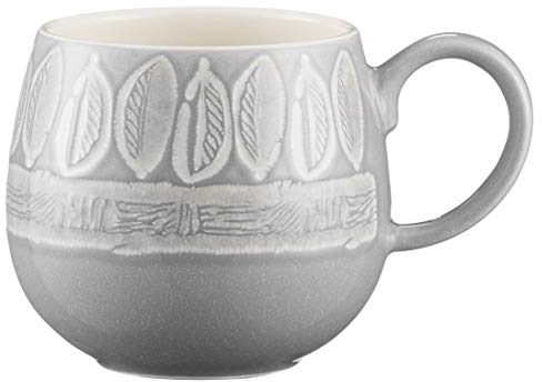 Mason Cash Impressions Durable Stoneware 350ml Grey Leaf Mug, Ceramic, 13 x 9.7 x 8.4 cm, 2001.880