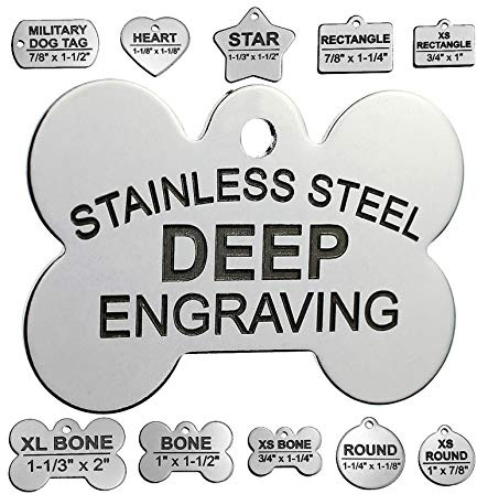 Pawsitively Pet Tags DEEP Engraved Premium Dog & Cat ID Tag – Personalized, Stainless Steel, Long-Lasting Durability - Bone 1 x1-1/2 (2-Side Engraving)