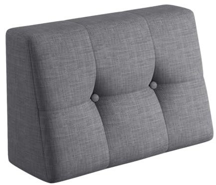 sunnypillow Palettenkissen für Gartenmöbel - Rückenkissen 60x40x20/10cm - Rückenpolster für Bett und Sofa - Palettenpolster für Palettenmöbel - Gesteppte Kissen mit Knöpfen - Rückenlehne Grau