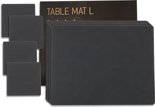 Lind DNA - Geschenkset Square L, Nupo anthrazit (4 Tischsets + 4 Glasuntersetzer)