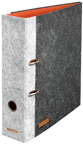 Ordner Grobian DIN A4, ca. 8 cm breit, Design Filz-Flanell-Optik, grau | Aktenordner, für Büro und Wohnzimmer, hellgrau dunkelgrau rostrot
