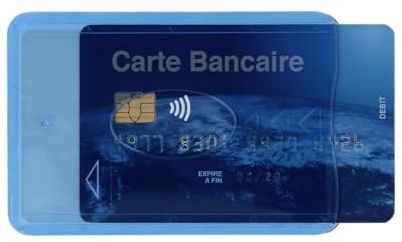 Color Pop® Etui Rigide blindé 1 Carte bancaire Anti-piratage (Anti-RFID)- Fabrication française - Protection des données bancaires - 6 x 9 cm (Bleu)