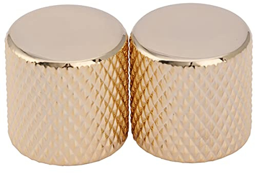 Musiclily Pro Metrische Stahl Gitarren Knöpfe Potiknöpfe Flache Oberfläche Dome Knobs für Import Telecaster E-Gitarre/Precision Bass, Gold (2er Set)