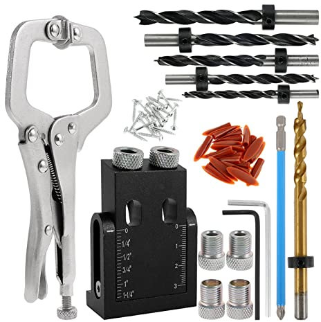 Bohrpresse 6. 3 stücke Holzbearbeitung schräg loch locator bohr bits pocket loch jig kit 15 grad winkelbohrmaschine set loch DIY. Tischlerwerkzeuge Für schnelle und genaue Installation von Tür und DRA