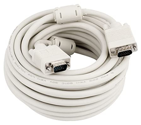 Ruilogod PC COMPUTADORA 15PIN VGA VAJE A MAYOR M/F Adaptador de cable blancopuro 10 metros