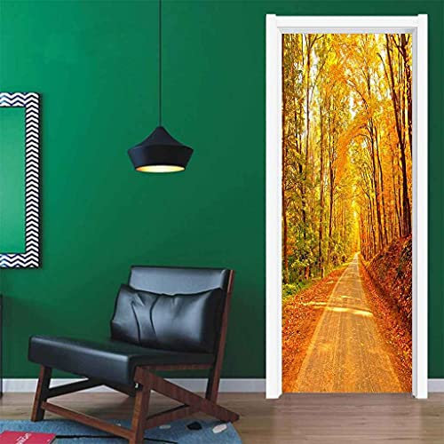 JGCAI 3D Türaufkleber Wohnzimmer Schlafzimmer Badezimmer Wald Landschaft Türtapete Türposter 90x200cm Wandbilder Selbstklebend Tür Poster Vinyl Entfernbar Mauer Aufkleber Zuhause Dekor