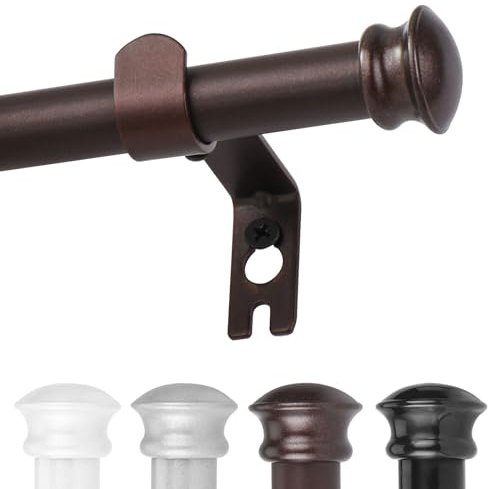 CorkLatta Bronze Gardinenstangen für Fenster 76,2 bis 152,4 cm mit Halterungen, dekoratives 1,6 cm Durchmesser Einzelfenster Gardinenstange Set für Raumteiler, Schlafzimmer, Wohnzimmer, Küche