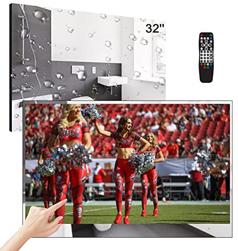 Soulaca Smart TV a specchio touchscreen da 32 pollici per bagno IP66 impermeabile Android 14.0 Full HD con Wi-Fi e Bluetooth,DVB-T/T2, M32-TS Modello 2026
