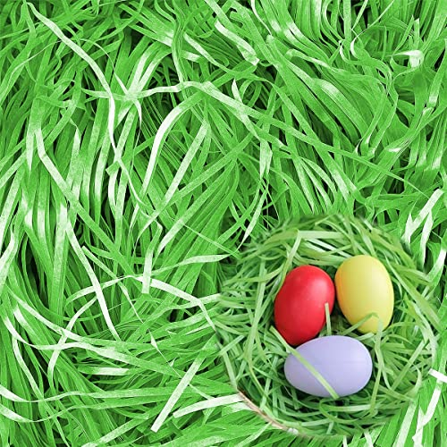 Ostergras Papier, Hillylolly 200g Ostergras Grün, Geschreddertes Papier Füllmaterial, Füllmaterial Geschenk, Ostergras Dekogras für Osterkorb Osternester Oster Geschenkbox -Geschenktüte (Grün)
