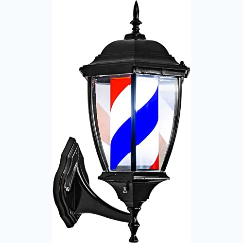 Luz de poste de barbero de estilo clásico: letrero LED resistente al agua para peluquería y barbería, luces giratorias montadas en la pared para interiores/exteriores, ahorre energía.