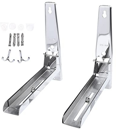 YARNOW 1 Par Rejilla para Microondas Horno Colgante Soporte Montado En La Pared Rejilla Colgante para Horno De Microondas Soporte De Pared Acero Inoxidable Marco Telescópico Espesar