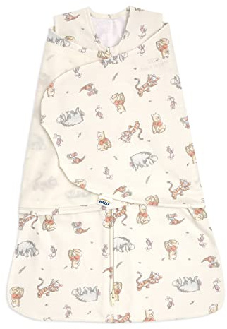 HALO Disney Baby 100% Cotton Sleepsack Swaddle, 3-Way Adjustable Wearable Blanket, TOG 1.5, Winnie Frolic, Newborn, 0-3 Months