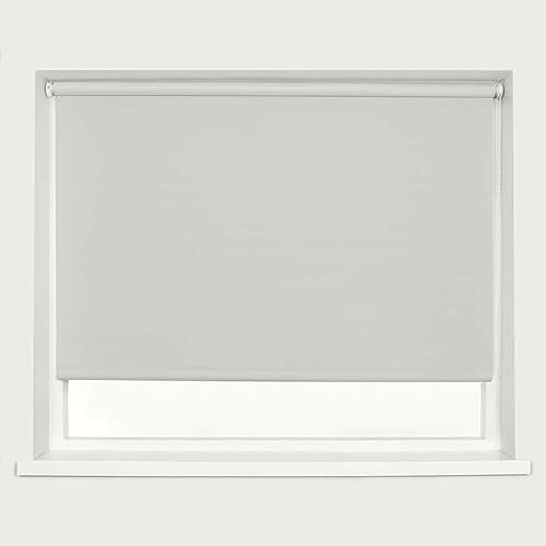 Light Grey Blackout Roller Blinds Thermal Blackout Material Metal Brackets & FIttings 25mm Roller Tube Easy Fit Child Safe Bedroom Office120cm Width x 160cm Length
