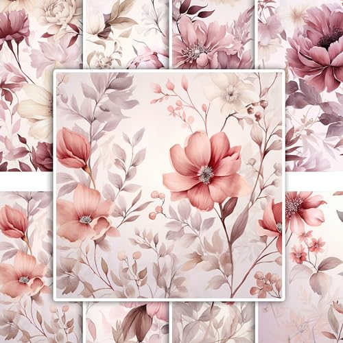 GRAZDesign Fliesenaufkleber Bad & Küche, Rosa Pink Blumen Design, Klebefliesen selbstklebend - 20x20cm - 8 Stück