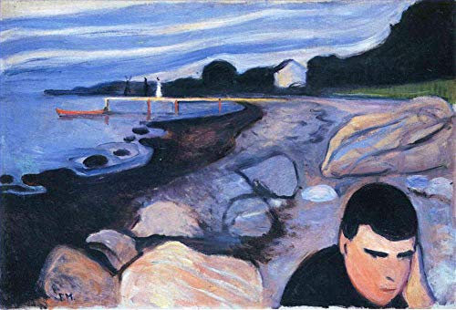 Toperfect 4 Kunstgemälde Melancholie 1892 Edvard Munch Expressionismus Strand Ölgemälde auf Leinwand, Wanddekoration 01, €50-2000 Handgemalt von Lehrern der Kunstakademien
