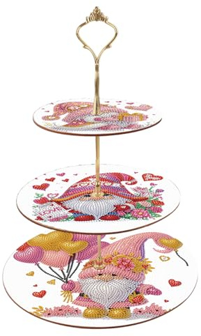 DCIDBEI Pittura Diamante a 3 Livelli Alzata per Dessert 25x32cm Diamond Painting Cupcake Stand Puzzle Diamond Alzata per Cupcake Snack Buffet Torre espositiva Painting Diamond 5D Ornamenti Gnomi