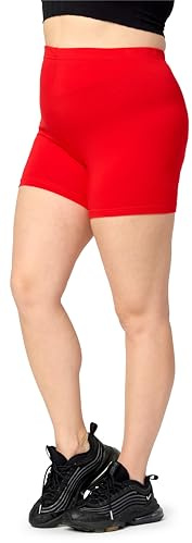Merry Style Pantalones cortos de ciclismo para mujer, tallas grandes, pantalones cortos, boxer de viscosa MS10-451, rojo, 6XL Grande