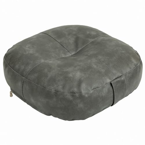 Generisch Modernes Pouf-Bodensitzkissen | Quadratisches Bodenkissen aus PU-Leder mit Reißverschluss | Weiches und bequemes Sitzkissen, Fußhocker für Wohnzimmer, grau, 40 x 6 cm (15,7 x 2,3 Zoll)