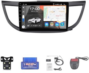 For Honda CRV 2012-2016 Car Stereo 2 Din Wireless Carplay Android Auto 10 Full IPS Touchsreen HD Live Rearview/BT 5.0/WIFI/4G SIM/DVR/GPS/SWC/OBD 2/FM AM Radio RDS DAB+DSP(Color:Car displacement 2.0,