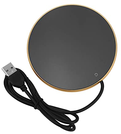 Ejoyous Scaldatazze con Connessione USB, scaldacaffè Piastra Scaldatazze Scaldatazze da caffè Temperatura Costante 55 °C per Casa, Ufficio e in Viaggio (Gold)
