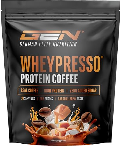 GEN GERMAN ELITE NUTRITION Wheypresso Protein Coffee - 908 g | Whey-Konzentrat & Isolat - High Protein Drink - Caramel Flavour