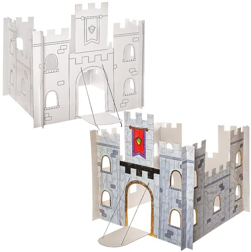 Baker Ross FN198 Build Your Own Giant Colour-in Castle - Pack of 1, Colouring Arts and Crafts for Kids