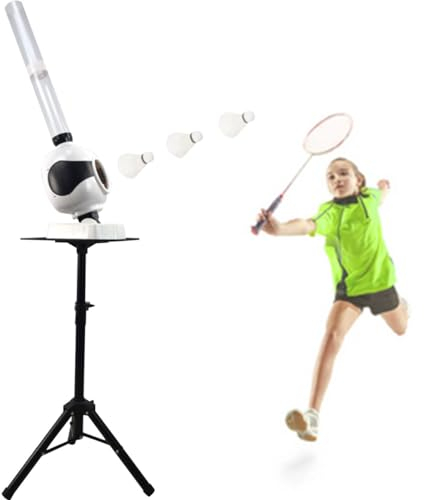 TAHALI Automatischer Badminton-Trainer, tragbarer Werfer, Pitching-Maschine, Federball, Servierroboter, Outdoor-Hinterhof-Garten-Trainingsgeräte für Erwachsene und Kinder