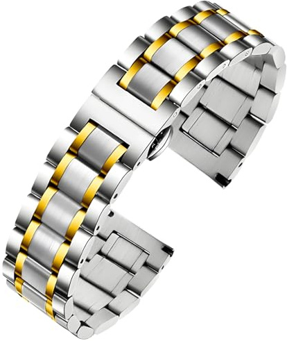 TStrap Metall Uhrenarmband Edelstahl - Schwarz Armband für Uhr Herren und Damen Schnellverschluss - Ersatzarmband für Smartwatch aus Massivem Stahl Poliert - 12mm ... 20mm 22mm 24mm