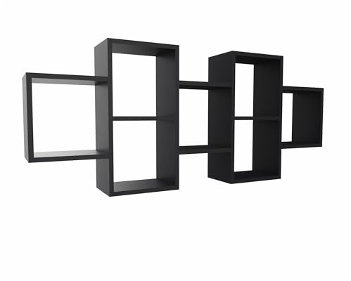 MARAND Bücherregal Wand Hängend, Regale für Wände, Wand Regal für Kinderzimmer, Bücherregal Schwarz
